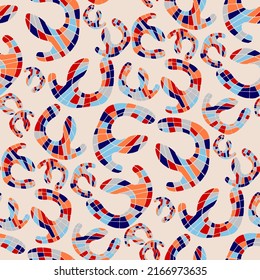 Seamless vector pattern with abstract modern doodles. Bright summer print. Trendy colorful background. Vintage geometric doodles.	