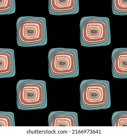 Seamless vector pattern with abstract modern doodles. Bright summer print. Trendy colorful background. Vintage geometric doodles.	