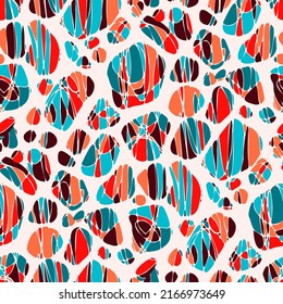 Seamless vector pattern with abstract modern doodles. Bright summer print. Trendy colorful background. Vintage geometric doodles.	