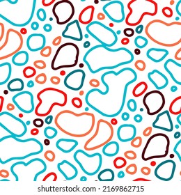 Seamless vector pattern with abstract modern doodles. Bright summer print. Trendy colorful background. Vintage geometric doodles.	