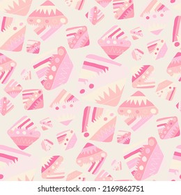 Seamless vector pattern with abstract modern doodles. Bright summer print. Trendy colorful background. Vintage geometric doodles.	