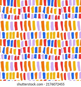 Seamless vector pattern with abstract modern doodles. Bright summer print. Trendy colorful background. Vintage geometric doodles.	