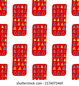 Seamless vector pattern with abstract modern doodles. Bright summer print. Trendy colorful background. Vintage geometric doodles.	