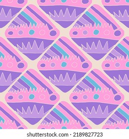 Seamless vector pattern with abstract modern doodles. Bright summer print. Trendy colorful background. Vintage geometric doodles.	