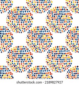 Seamless vector pattern with abstract modern doodles. Bright summer print. Trendy colorful background. Vintage geometric doodles.	