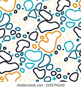 Seamless vector pattern with abstract modern doodles. Bright summer print. Trendy colorful background. Vintage geometric doodles.	