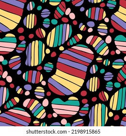 Seamless vector pattern with abstract modern doodles. Bright summer print. Trendy colorful background. Vintage geometric doodles.	