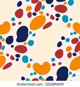 Seamless vector pattern with abstract modern doodles. Bright summer print. Trendy colorful background. Vintage geometric doodles.	