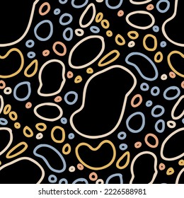 Seamless vector pattern with abstract modern doodles. Bright summer print. Trendy colorful background. Vintage geometric doodles.	