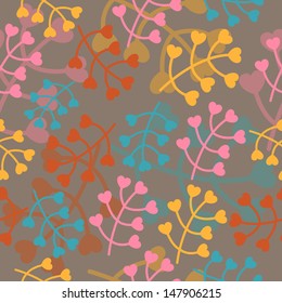 Seamless Vector Pattern with Abstract Nature Elements