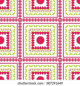 Seamless vector pattern. Abstract nature floral style. Boho, ethnic ornament. Flat element for design. Wallpaper, background, carpet, texture, textile. Square, rectangle, border shape
