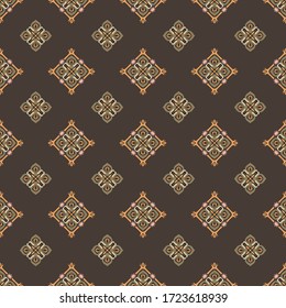 Seamless vector pattern with abstract ornament. Decorative background with oriental ethnic motifs. Design for paper or textile.
