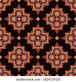 Seamless vector pattern with abstract ornament. Background in ethnic style. Textile design with oriental motives.