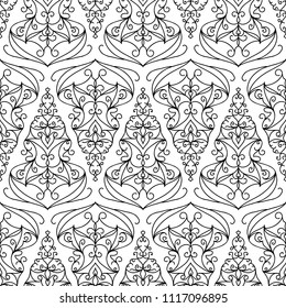 Seamless vector pattern. Abstract ornamental triangles. Black and white background