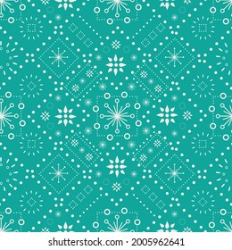 Seamless vector pattern of abstract ornaments on red background designed for Christmas celebration