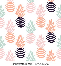 Seamless vector pattern with abstract pineapples.