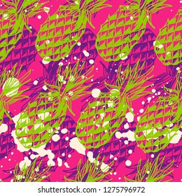 Seamless vector pattern with abstract pineapples.