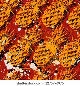 Seamless vector pattern with abstract pineapples.