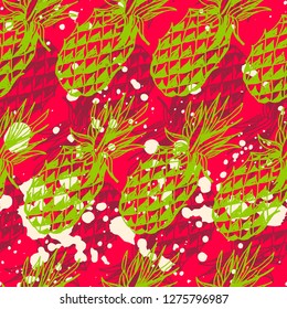 Seamless vector pattern with abstract pineapples.