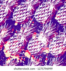 Seamless vector pattern with abstract pineapples.