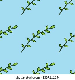 seamless vector pattern with abstract plants painted by hand with a simple pencil