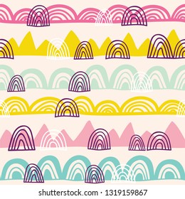 Seamless vector pattern with abstract shapes in a pastel colors.