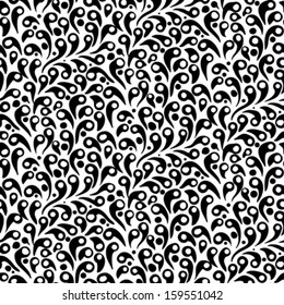 Seamless vector pattern with abstract shapes in black and white. Texture for website background, print, wallpaper, winter fall fashion textile, fabric, decal, birthday gift or Christmas wrapping paper