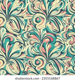 Seamless Vector Pattern with Abstract Shapes and Bold Colors