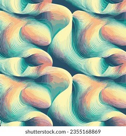 Seamless Vector Pattern with Abstract Shapes and Bold Colors
