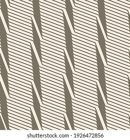 Seamless vector pattern. Abstract simple geometrical texture. Dark brown on yellow old paper background.  Retro thin lines. Modern lattice graphic design.