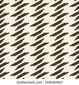 Seamless vector pattern. Abstract simple geometrical texture. Dark brown on yellow old paper background.  Retro thin lines. Modern lattice graphic design.