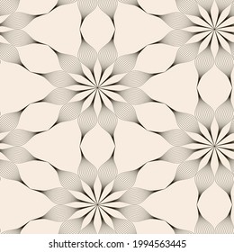 Seamless vector pattern. Abstract simple geometrical texture. Dark brown on yellow old paper background.  Retro thin lines. Modern lattice graphic design.