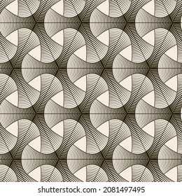 Seamless vector pattern. Abstract simple geometrical texture. Dark brown on yellow old paper background.  Retro thin lines. Modern lattice graphic design.