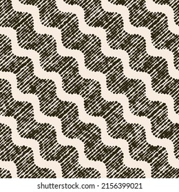 Seamless vector pattern. Abstract simple geometrical texture. Dark brown on yellow old paper background.  Retro thin lines. Modern lattice graphic design.