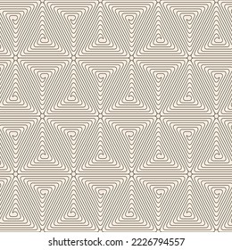 Seamless vector pattern. Abstract simple geometrical texture. Dark brown on yellow old paper background.  Retro thin lines. Modern lattice graphic design.