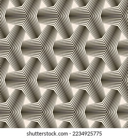 Seamless vector pattern. Abstract simple geometrical texture. Dark brown on yellow old paper background.  Retro thin lines. Modern lattice graphic design.