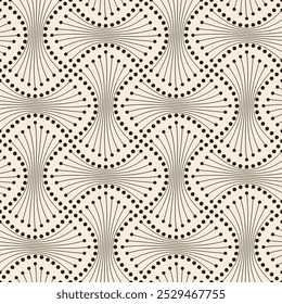 Seamless vector pattern. Abstract simple geometrical texture. Dark brown on yellow old paper background.  Retro thin lines. Modern lattice graphic design.