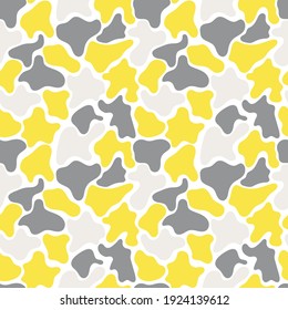 seamless vector pattern with abstract spots like a giraffe,   gray, yellow colors on a white background, the pattern for packaging, fabrics, banners, pajamas