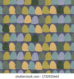 Seamless vector pattern of abstract stones or hills of in different warm colors formed in lines. The design is perfect for backgrounds, decorations, textile, surface design and outside decorations.