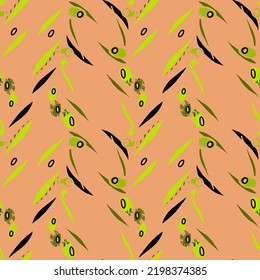 Seamless vector pattern with abstract, stylized olive branches. Texture for packaging of olive oil, pickled olives, labels. Botanical illustration, plant