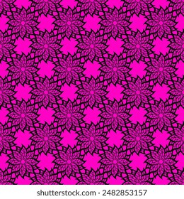 Seamless vector pattern with abstract swirling flowers. Bright pink print for printing on fabrics, textiles, paper, wrappers and other surfaces.