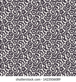 Seamless vector pattern. Abstract sylized animal skin. Repeating texture background. Monochrome surface design textile swatch, modern black white wallpaper, camouflage fashion fabric. All over print.