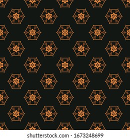 Seamless vector pattern with abstract symmetric ornament. Ethnic oriental textile design. Background with traditional folk motifs.