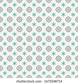 Seamless vector pattern with abstract symmetric ornament. Ethnic oriental textile design. Background with traditional folk motifs.