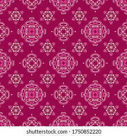 Seamless vector pattern with abstract symmetric ornament. Background with ethnic oriental motifs for design and print on fabric, paper and other surfaces.