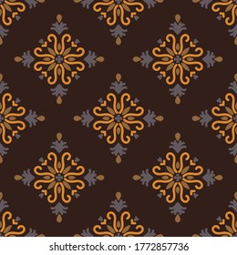 Seamless vector pattern with abstract symmetric ornament. Background with ethnic oriental motifs for design and print on fabric, paper and other surfaces.