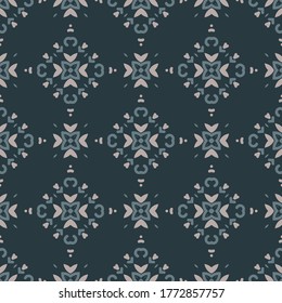 Seamless vector pattern with abstract symmetric ornament. Background with ethnic oriental motifs for design and print on fabric, paper and other surfaces.
