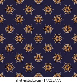 Seamless vector pattern with abstract symmetric ornament. Background with ethnic oriental motifs for design and print on fabric, paper and other surfaces.