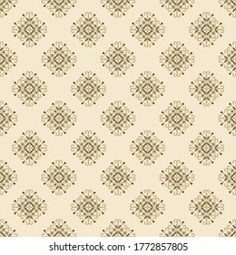 Seamless vector pattern with abstract symmetric ornament. Background with ethnic oriental motifs for design and print on fabric, paper and other surfaces.