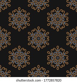 Seamless vector pattern with abstract symmetric ornament. Background with ethnic oriental motifs for design and print on fabric, paper and other surfaces.